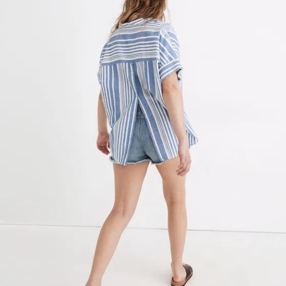 Madewell Courier Button-Back Shirt in Hinsdale Stripe - Picture 3 of 4